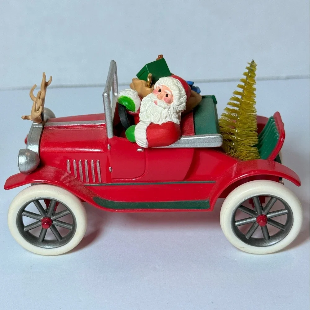 Vintage Hallmark Keepsake Here Comes Santa Ornament Lot 1987 1991 1992 Bus Car